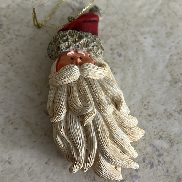 Lot of 5 Vintage Christmas Santa Ornaments Resin Ceramic - Picture 2 of 9